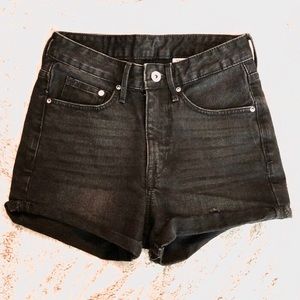 Black Denim High Waist Jean Shorts